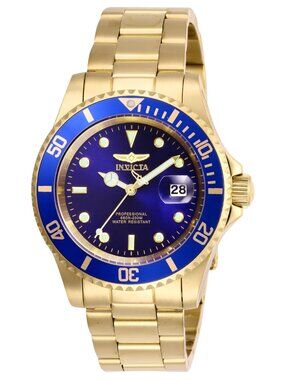 $495 Invicta Pro Diver Gold Tone Blue Dial 40 mm Men's Watch 26974 NIB